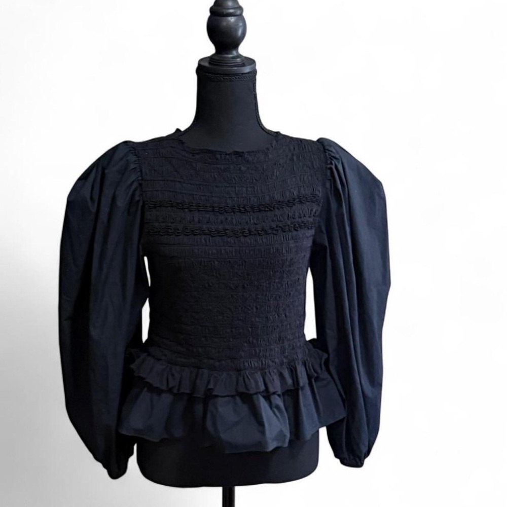 Ulla Johnson Black Puff Sleeve Blouse S 8